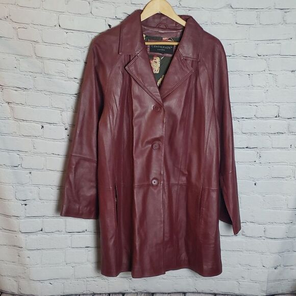 Centigrade Maroon Leather Jacket - Picture 2 of 4